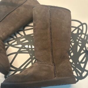 Uggs Classic Tall II, suede boots. Sheeplined in sold out color. Size 6.